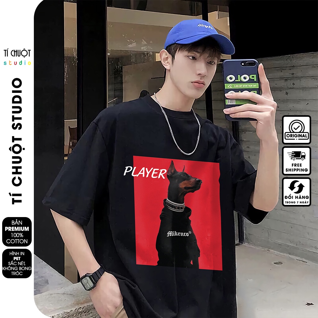 Áo thun mikenco chó player nam nữ in hình 5D, áo phông unisex mikenco dobermann tay lỡ - Tí Chuột Studio