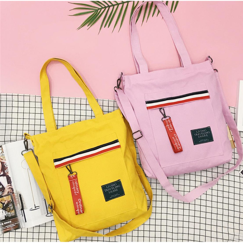 [CỰC ĐẸP] TÚI TOTE ĐEO CHÉO LIVING 2IN1 SỌC NGANG 3 MÀU CÓ TUA CỰC ĐẸP