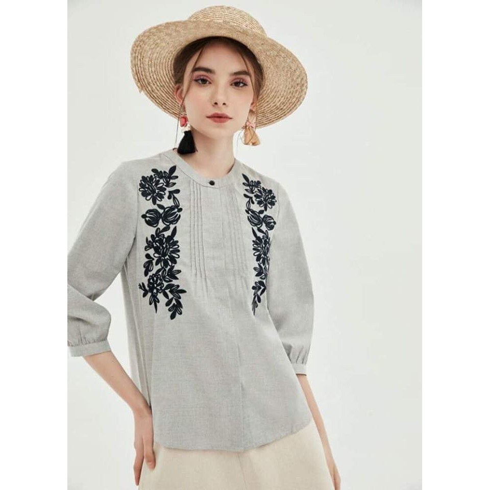 Sơ mi GIP thêu hoa vintage