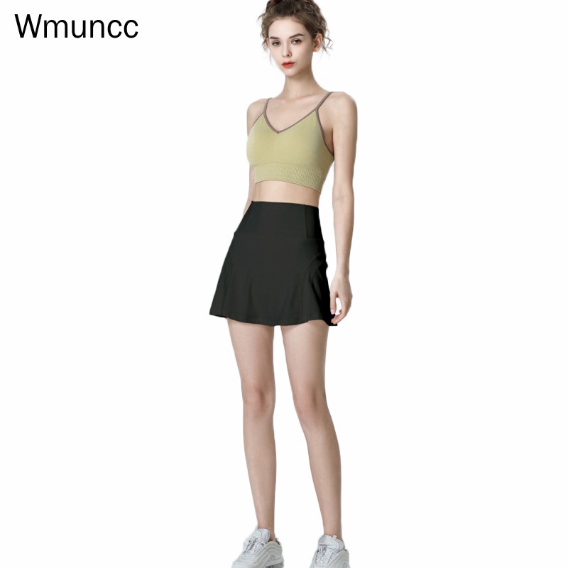 Chân váy ngắn lưng cao giả hai lớp phong cách thể thao thời trang cho nữ