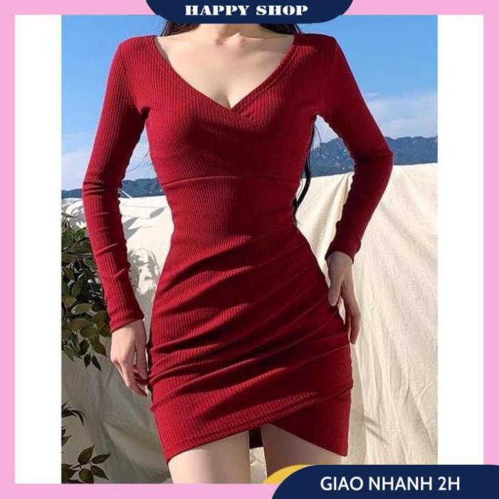 Váy Ôm Body Đỏ, Đầm Nữ Trễ Vai Tay Dài Đắp Chéo Chất Len Tăm Dày Dặn, Váy Thiết Kế Tôn Dáng Siêu Xinh Cho Nữ. | BigBuy360 - bigbuy360.vn