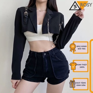 Áo vest khoác ngoài croptop chất mango cao cấp dày dặn cho nữ