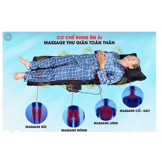 Nệm massage xoa bóp toàn thân có thể để trên ghế hay trên giường thư giãn và tiện lợi xếp gọn