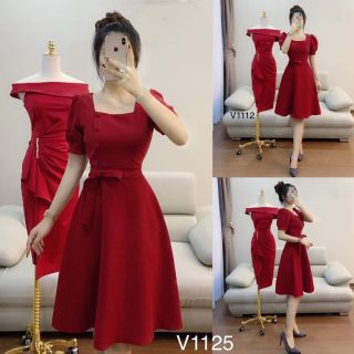 Đầm đính nút nơ eo