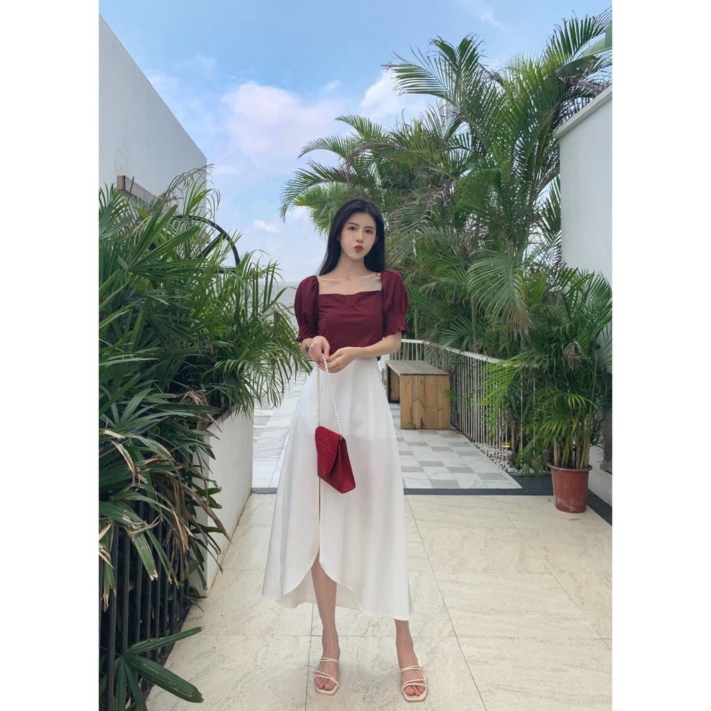 Sét Váy Tay Lỡ Ôm Eo ( Sẻ Chân Váy ) Kiểu Dáng Điệu Đà Hót 2021 | BigBuy360 - bigbuy360.vn