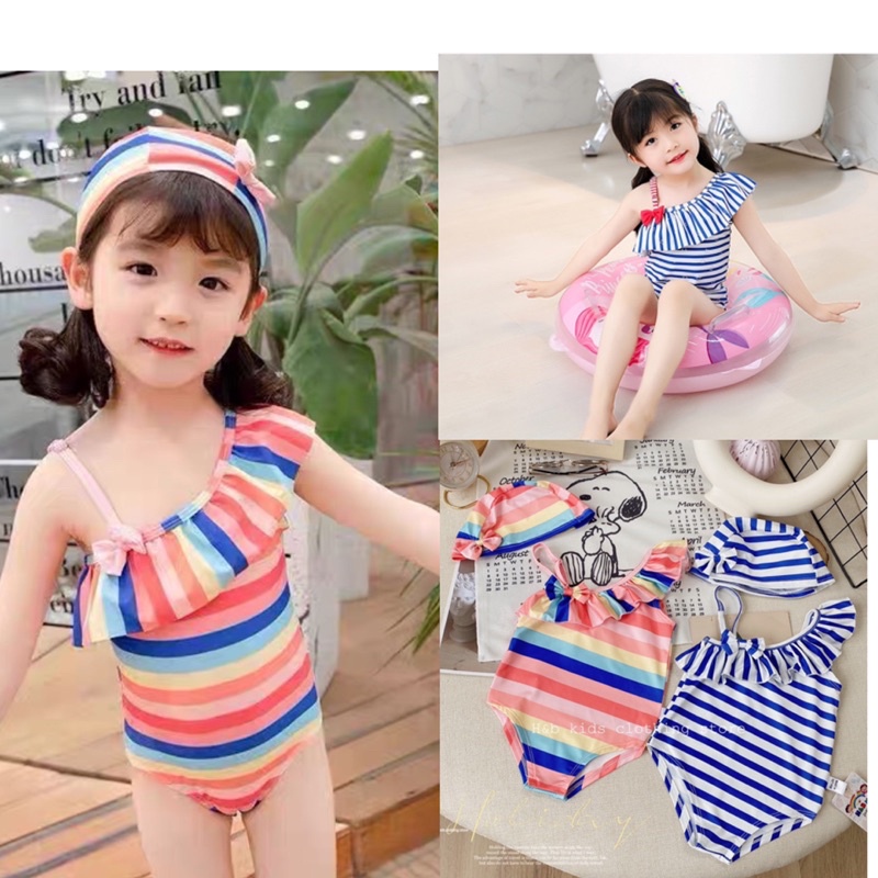 Bikini Đi Biển, Đồ Bơi liền Thân Cho Bé Gái Quai Chéo Nơ Ngực Cho Bé Gái