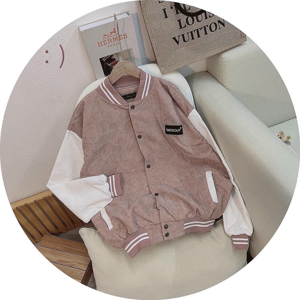 Áo khoác bomber thời trang thu đông nam nữ nhung tăm