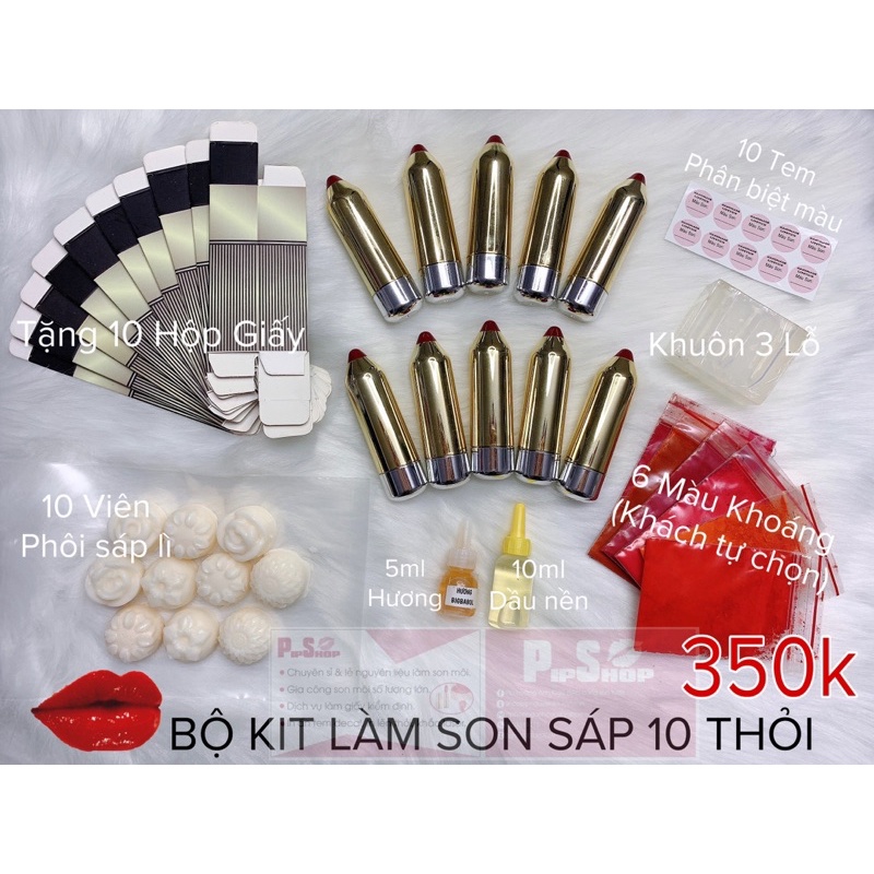 BỘ KIT LÀM SON SÁP 10 THỎI HANDMADE