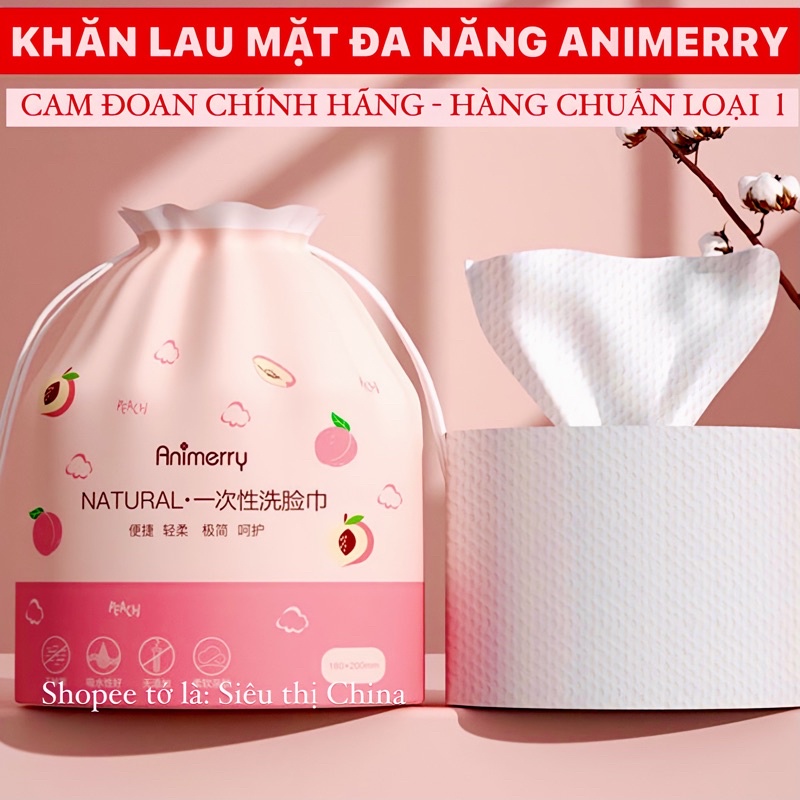 RẺ NHẤT SHOPEE Khăn Lau Mặt Khô ANIMERRY COTTON Cao Cấp Bịch Cuộn Khăn Tẩy Trang Túi Rút Khăn Đào Nội Địa Trung