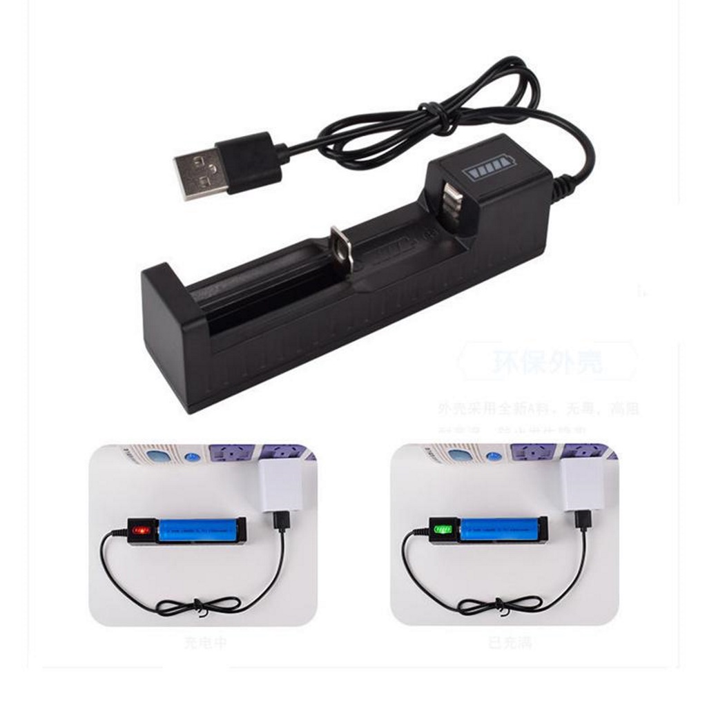 Bộ Sạc Nhanh Sạc Pin Lithium 18650-16340-14500 3.7V 1 Pin Cổng USB Có Đèn Hiển Thị Dung Lượng Pin Sạc