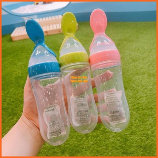 Bình dổ thìa silicon ✔ Giúp bé ăn dặm hiệu quả - Dung tích 90ml