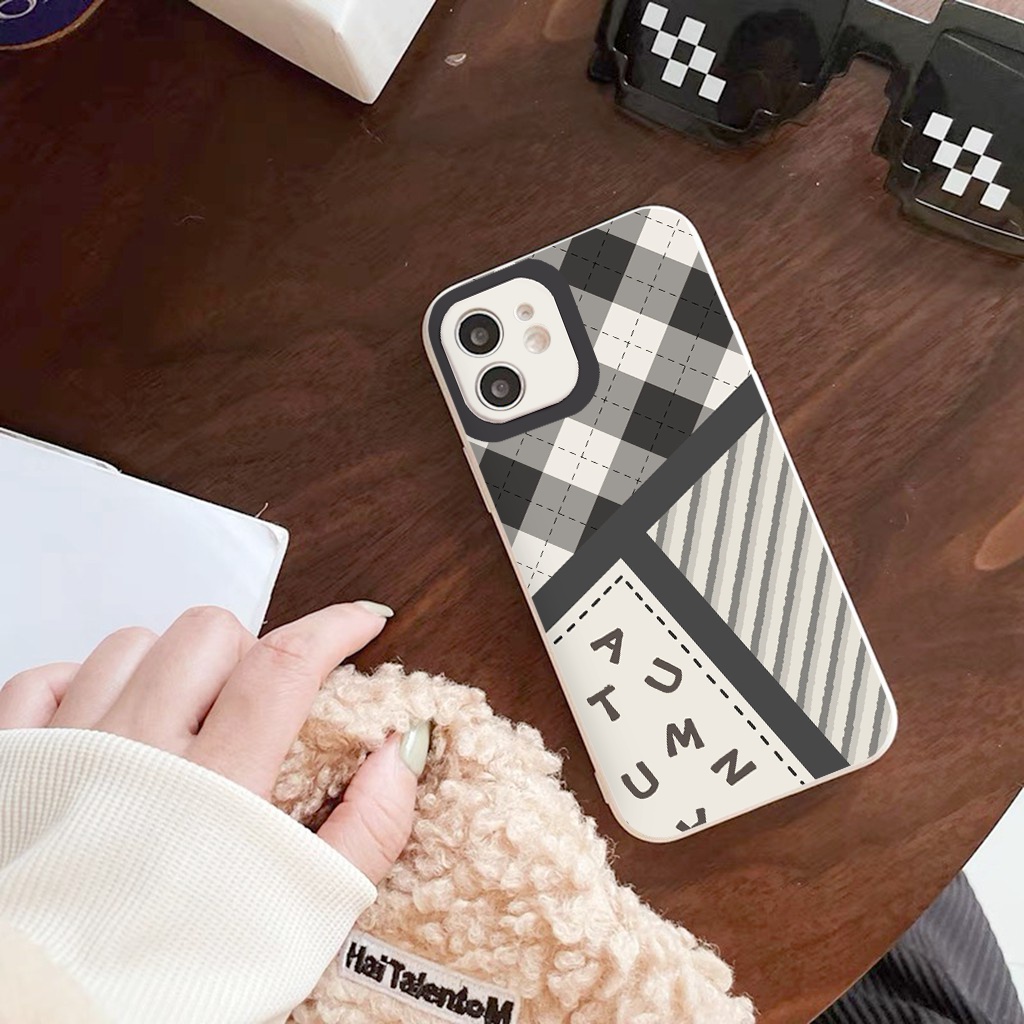 Ốp Điện Thoại iphone Mềm Sọc gấu caro ốp vuông iPhone 12 8plus 11promax 7plus 6Plus 7Plus 8Plus X Xs Max 13 Promax tr184