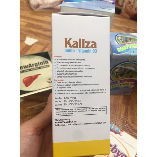 Kaliza bổ sung canxi và vitamin d3 cho cơ thể hop 30v