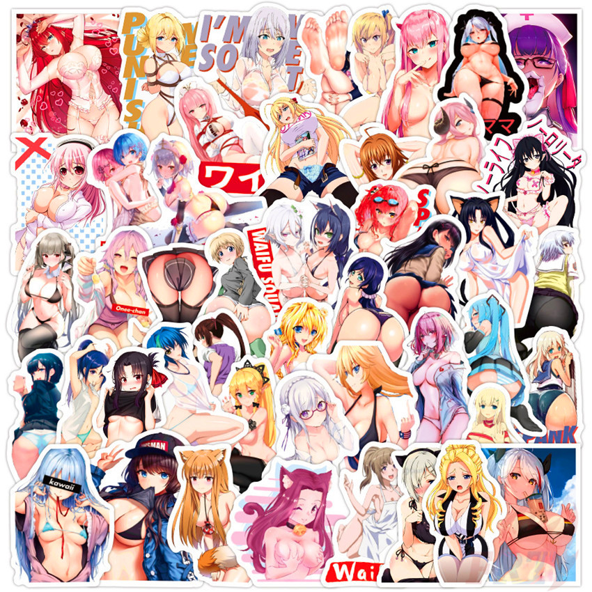 Bộ 50 Miếng Sticker Hình Cô Gái Thỏ ACGN - Series 07 Waifu Ahegao Sankaku Trang Trí Thủ Công Cho Vali/Laptop/Ván Trượt