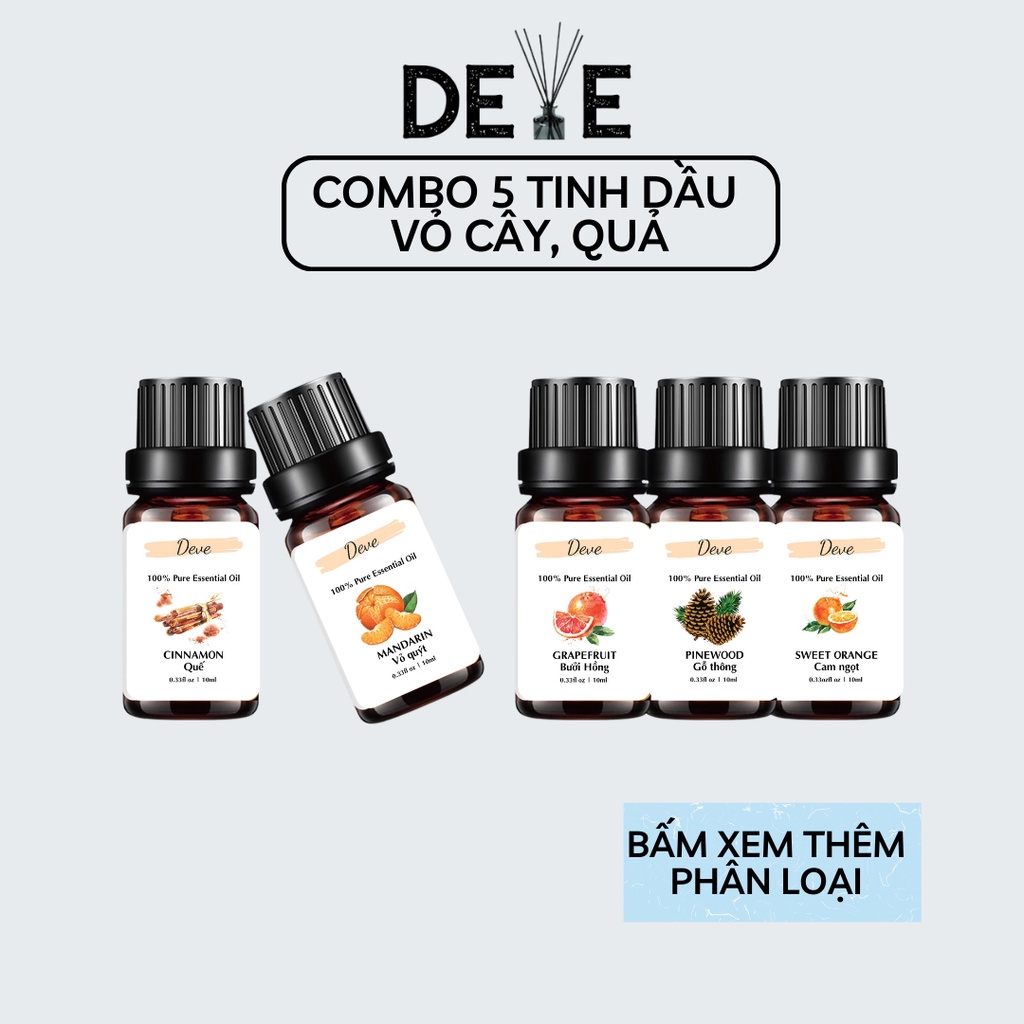 COMBO tinh dầu thiên nhiên DEVE ORGANIC tinh dầu thơm phòng cho may xong tinh dầu