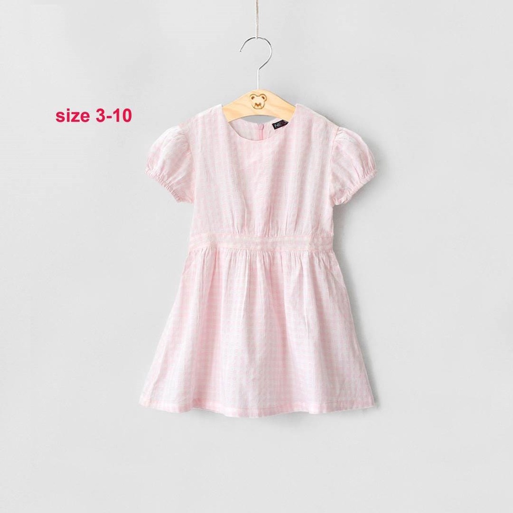 ĐẦM COTTON THÊU NHÚNG EO TAY CON