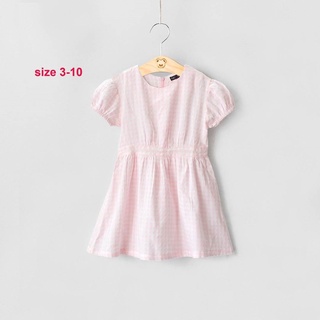 Đầm cotton thêu nhúng eo tay con