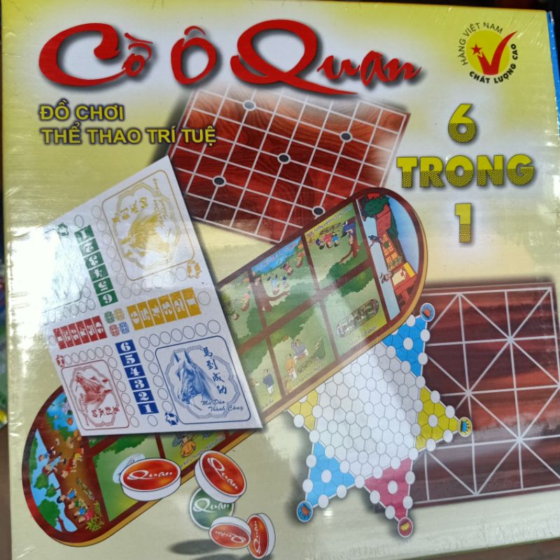 Bộ cờ 6 trong 1.Ô ăn quân,cờ vây,cờ nhảy,cờ cá ngựa,cờ caro