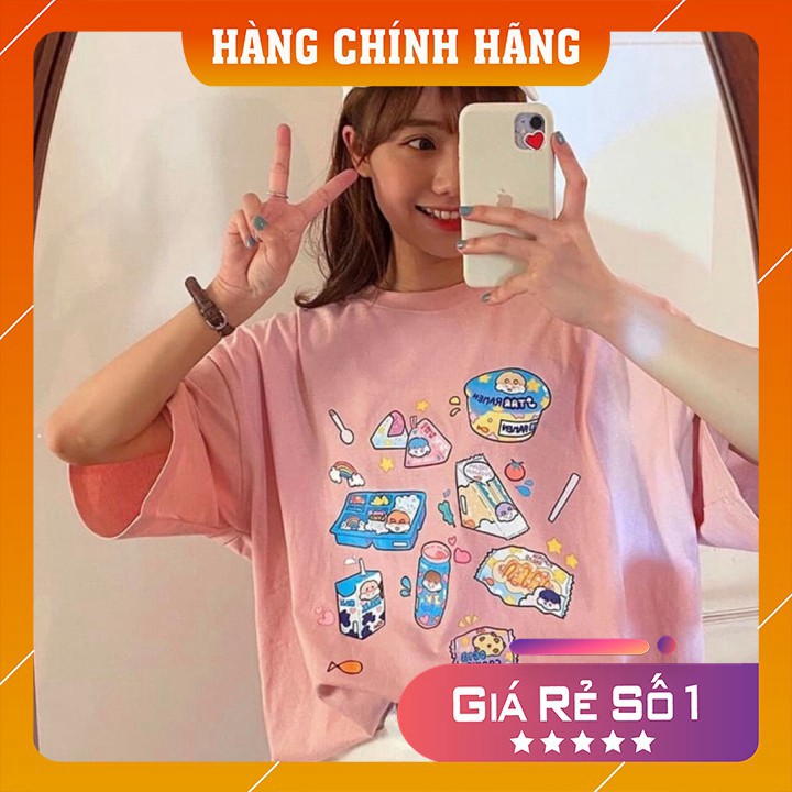 Áo thun 𝑭𝒓𝒆𝒆𝒔𝒉𝒊𝒑 Áo phông form rộng dáng Unisex L148, mặc lớp, nhóm, cặp in hình ĐỒ ĂN UỐNG