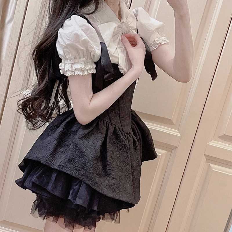 Đầm Xòe Công Chúa Hai Dây Màu Đen Thời Trang Mùa Hè Cho Nữ