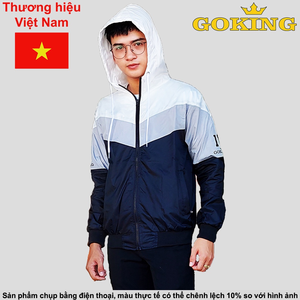 Áo khoác gió phối 3 màu thời trang GOKING cho teen nam nữ. Vải dù chống nắng gió lạnh, giữ ấm tốt. Hàng hiệu Việt Nam.