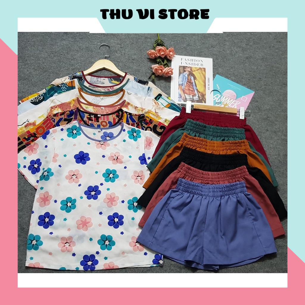 Đồ Bộ Nữ Mặc Nhà, Đồ Bộ Trung Niên Áo Nữ Cổ Tròn Họa Tiết Quần Sọc Màu Trơn, Hàng Có Size Chất Liệu Cao Cấp, Mặc Nhà, Đi | BigBuy360 - bigbuy360.vn