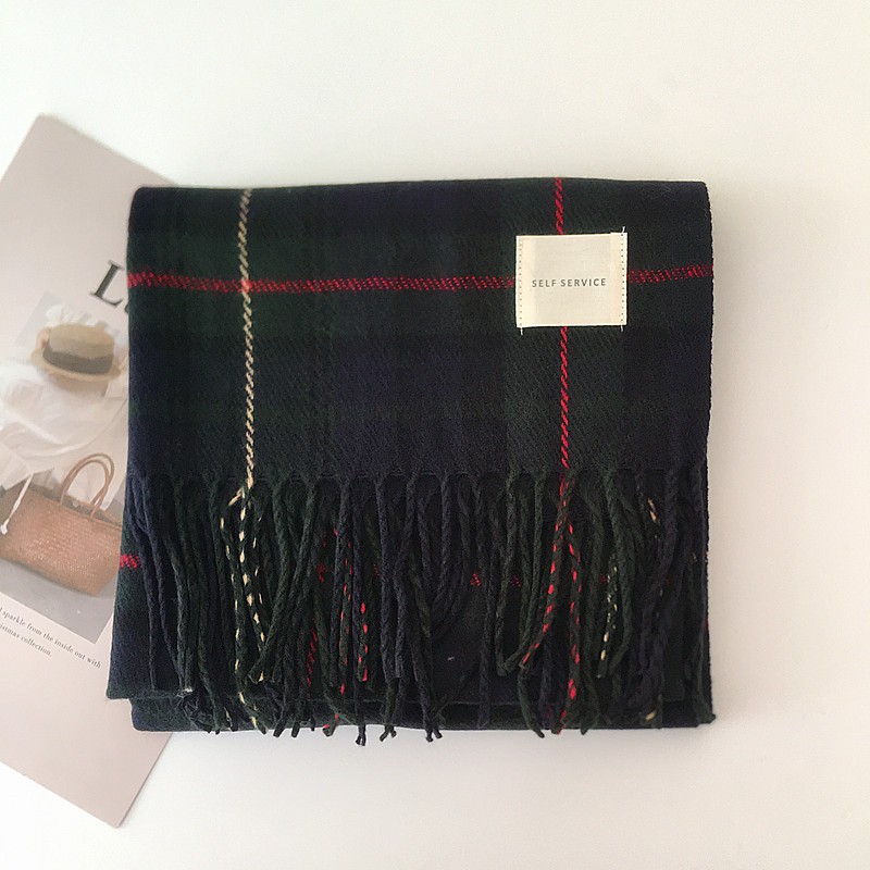 Khăn quàng cổ ONZ Studio vintage - Khăn choàng cổ len nam nữ Self Service kẻ caro ulzzang Hàn Quốc mềm mịn KCR01