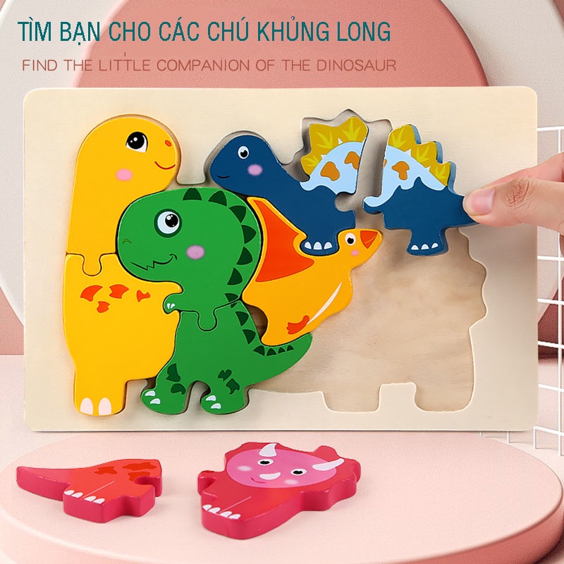 Tranh ghép hình 3D bằng gỗ hàng dày, đẹp chủ đề gia đình động vật ngộ nghĩnh phát triển trí tuệ, giáo dục sớm cho bé