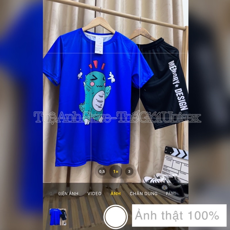 Bộ Đồ Thể Thao Nam Thun Lạnh In Chuyển Nhiệt - Set Khủng Long màu sắc trẻ trung năng động - Ảnh Chụp Thật TUEANHSTORE
