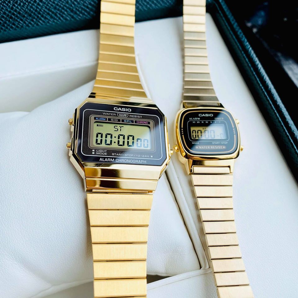 Đồng hồ đôi nam nữ Casio A700 và LA670 Gold - Hàng chính hãng - Fullbox Tem - BH 1 năm