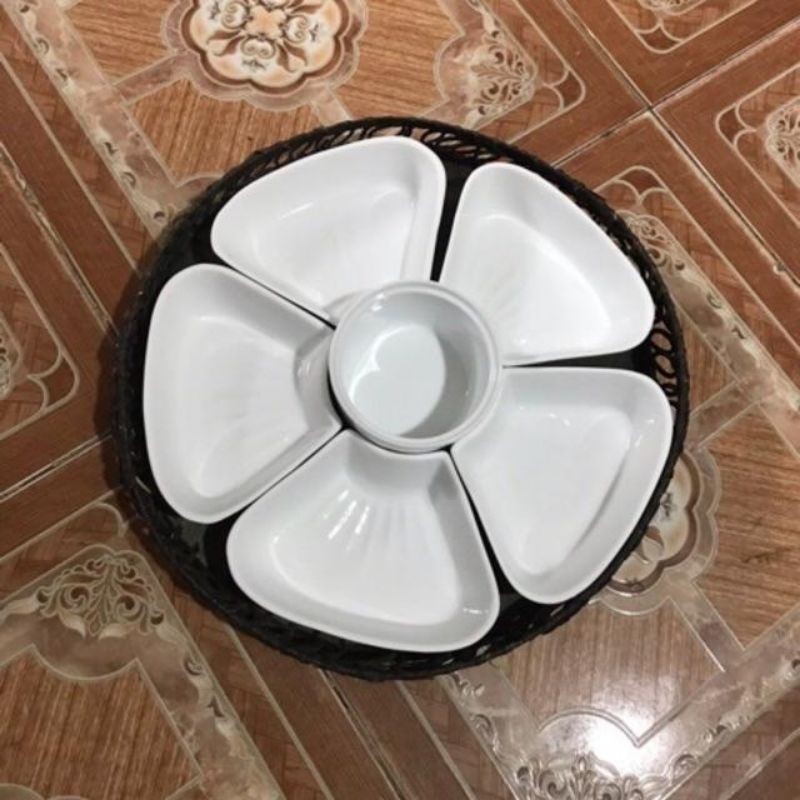 Khay sứ đựng đồ ăn đường kính 30cm.Hàng sứ Bát Tràng