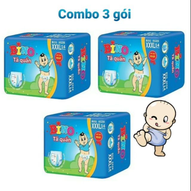 Combo 3 gói tã quần Bino xxxl 14 miếng