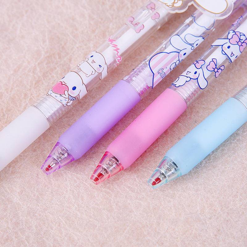 SANRIO Bộ 6 Bút Gel Mực Đen Dạng Nhấn In Họa Tiết Hoạt Hình Kuromi Dễ Thương Nhanh Khô Tiện Dụng Cho Bé