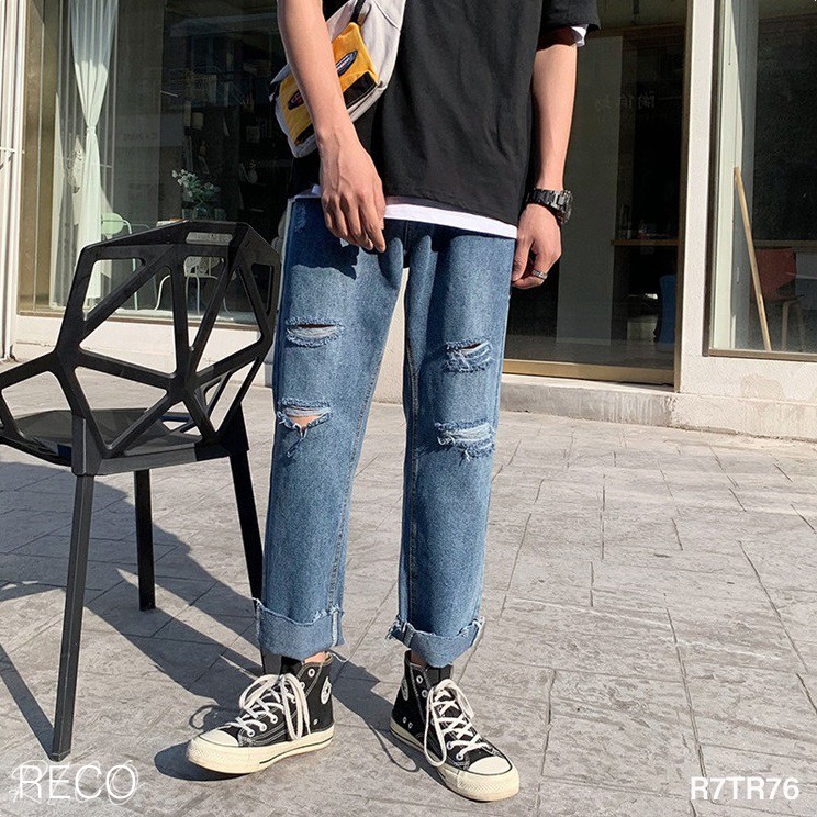 Quần jean nam nữ  Hàn Quốc cao cấp dáng rộng Trousers Loose R7TR76 Unisex