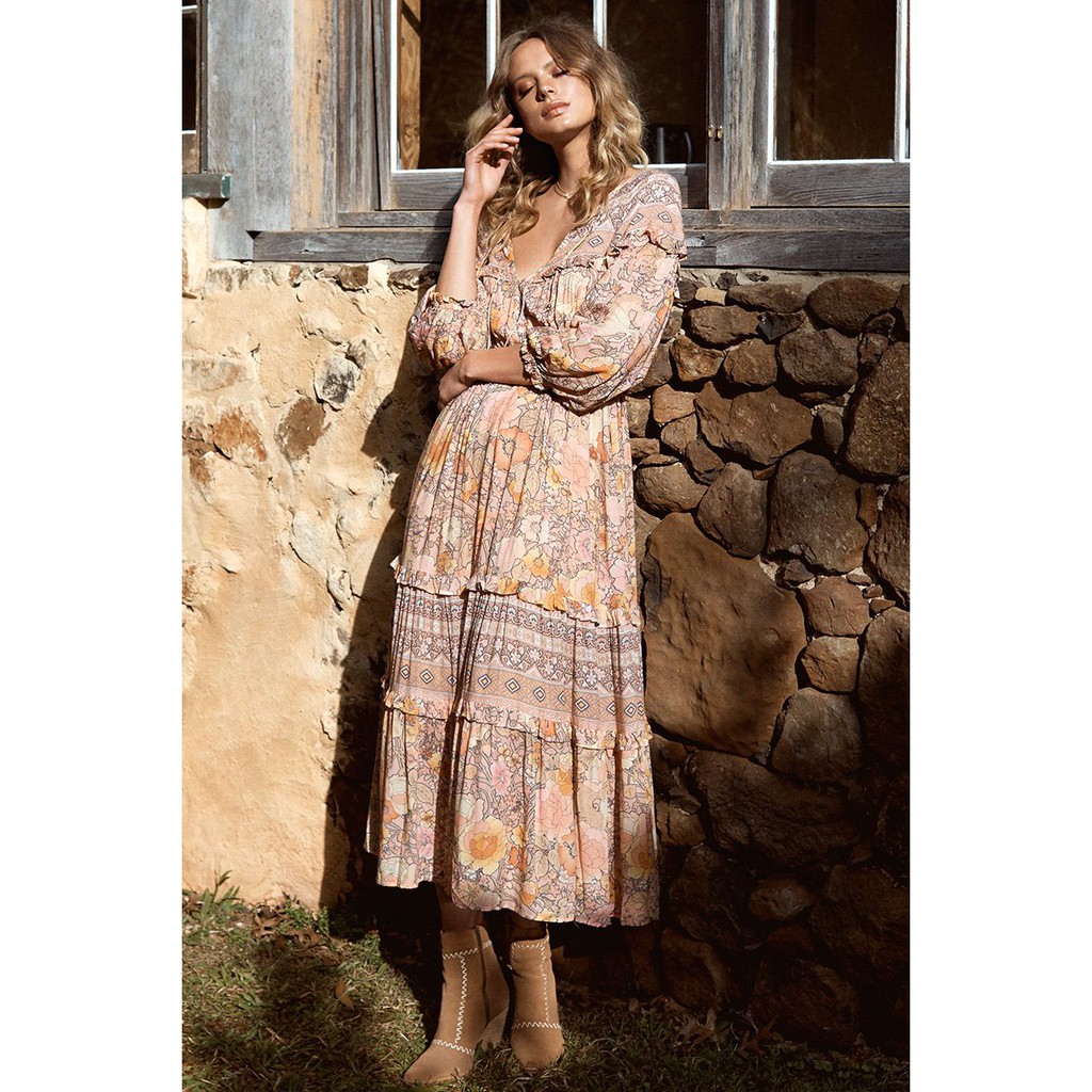 Đầm Topshop maxi họa tiết Bohemian tone màu nắng cực xinh