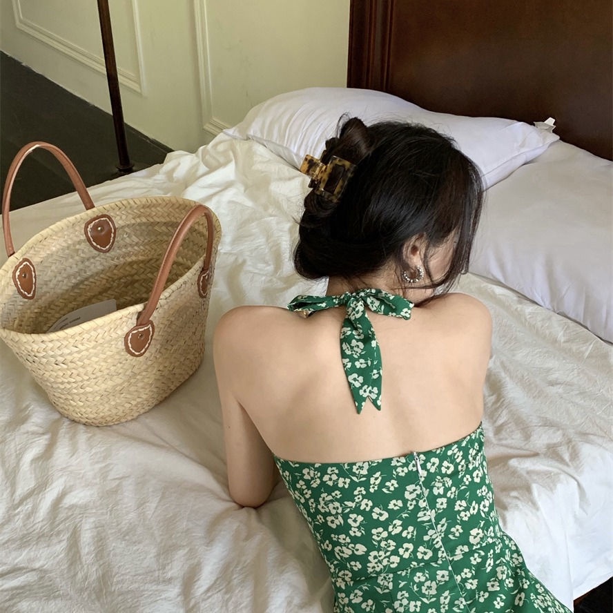 Đầm Hai Dây Cổ Chữ V In Hoa Dáng Chữ A Phong Cách Retro Thời Trang Mùa Hè Mới Dành Cho Bạn Nữ