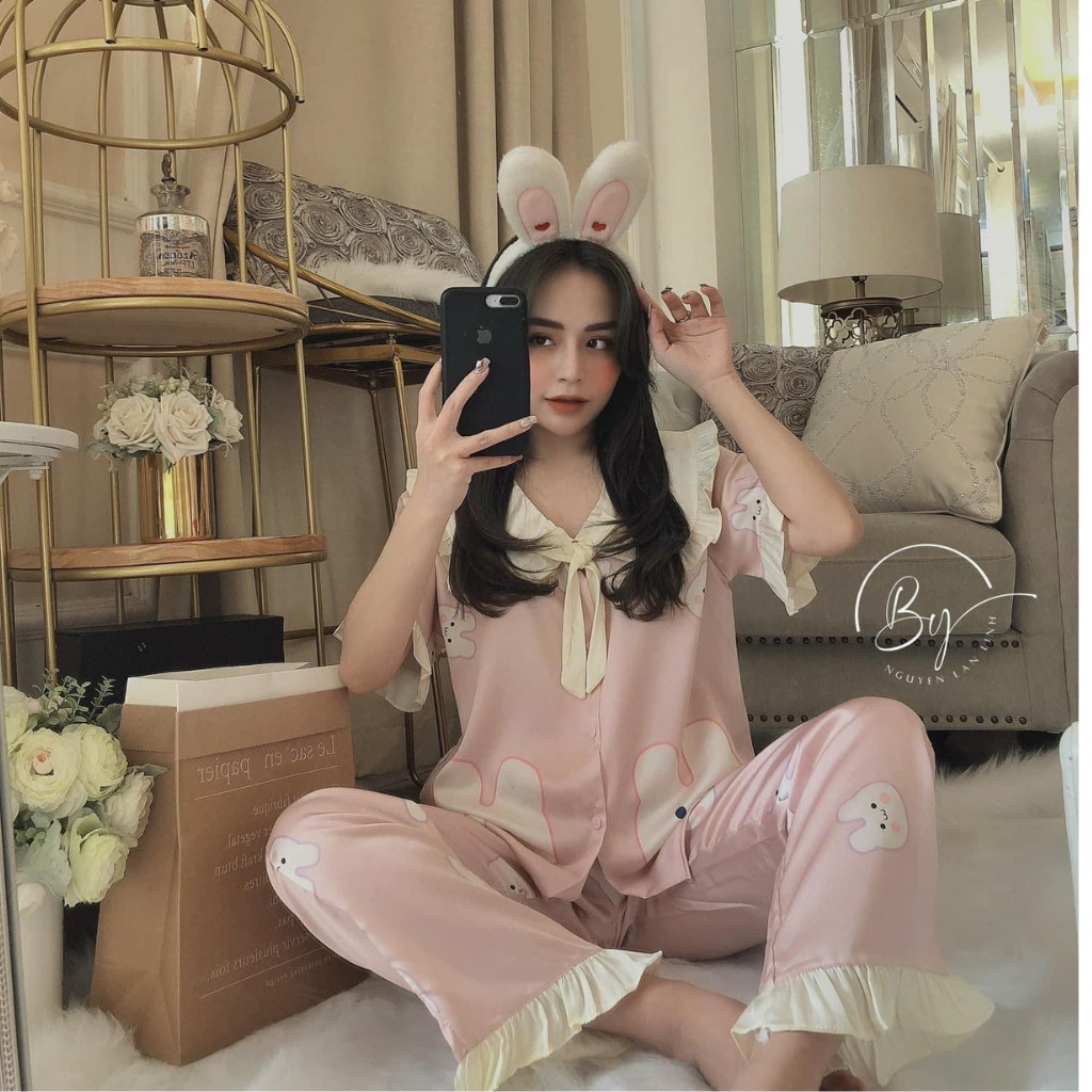 Đồ bộ pijama hàn quốc - đồ ngủ nữ chất lụa latin mềm mịn mặc thích Sam Luxury