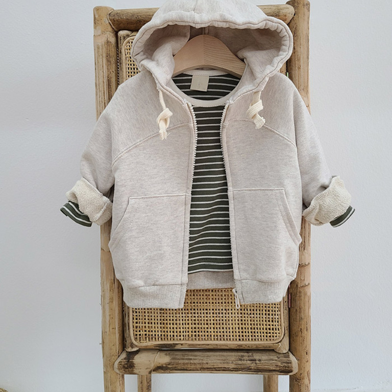 Áo khoác hoodie màu trơn thời trang muà thu dành cho bé