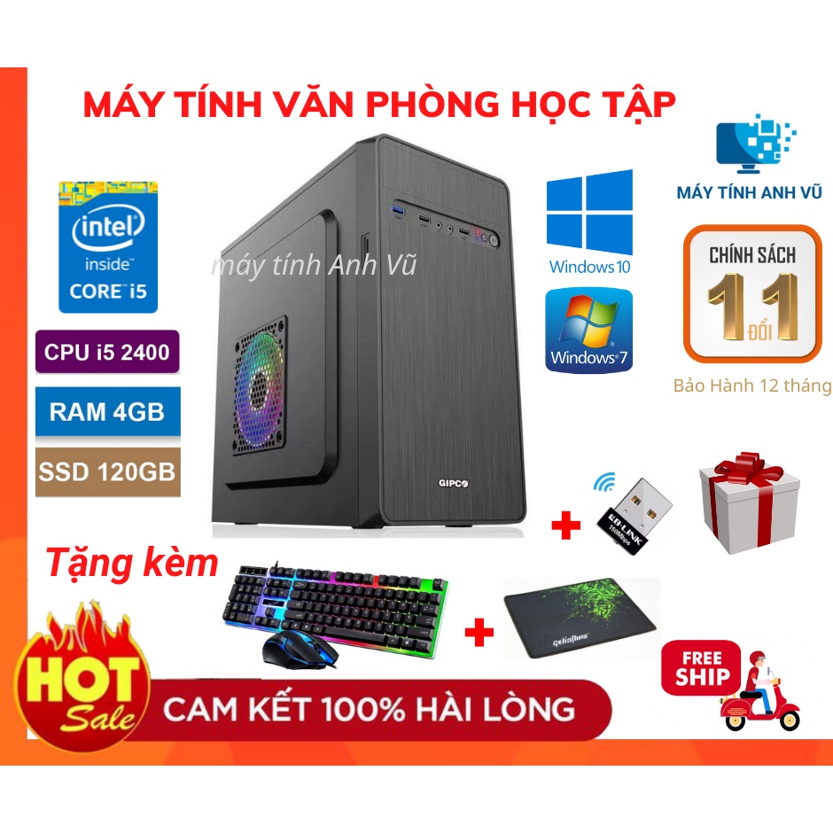 Case máy tính để bàn G2020 Core i3 Core i5 Core i7 Ram 4GB SSD 120GB + QUÀ TẶNG