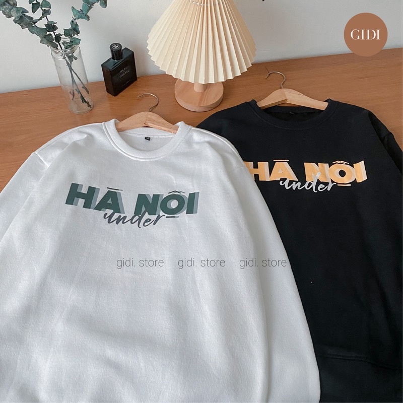 Áo Sweater HÀ NỘI Thu Đông Nam Nữ Unisex - vải nỉ bông trơn tay dài dày dặn, mềm mịn kiểu OVERSIZE form rộng