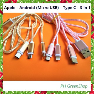 [THANH LÝ] Cáp sạc dây dù đa năng, dây sạc iPhone, Samsung, Type-C siêu rẻ