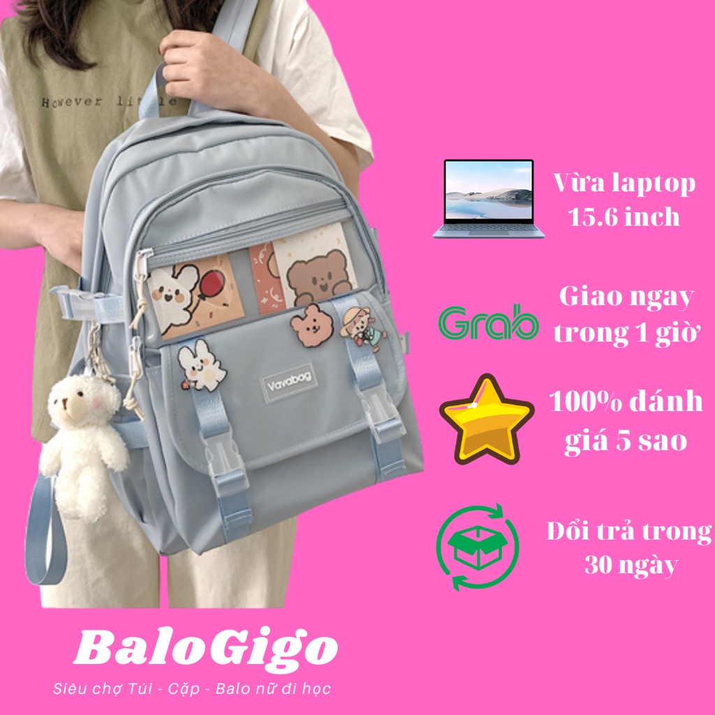 Cặp đi học nữ học sinh cấp 2 cấp 3 siêu xinh tặng kèm 2 sticker + 2 ảnh trang trí G208 - BaloGigo