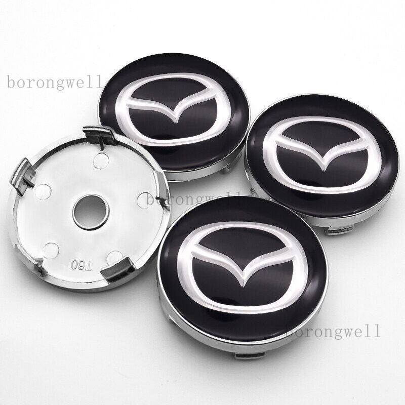 Bộ 4 Nắp Đậy Trục Bánh Xe Hơi Mazda 2 3 6 MX-5 MX-30 CX-3 CX-8 CX-9 60mm