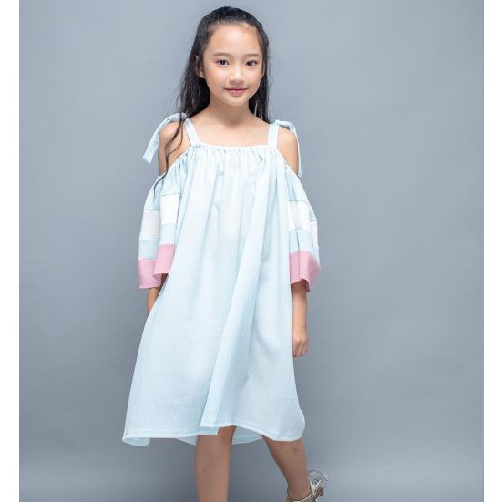 Váy Papa hai dây xanh da trời phối tay LK0245 - Lovekids