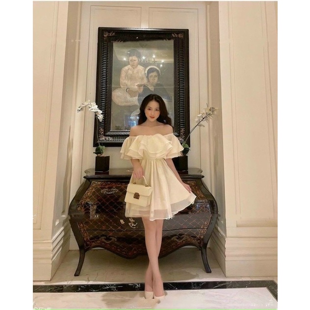 ‼️‼️đầm oganza xoè trễ vai bèo,siêu đẹp nha
