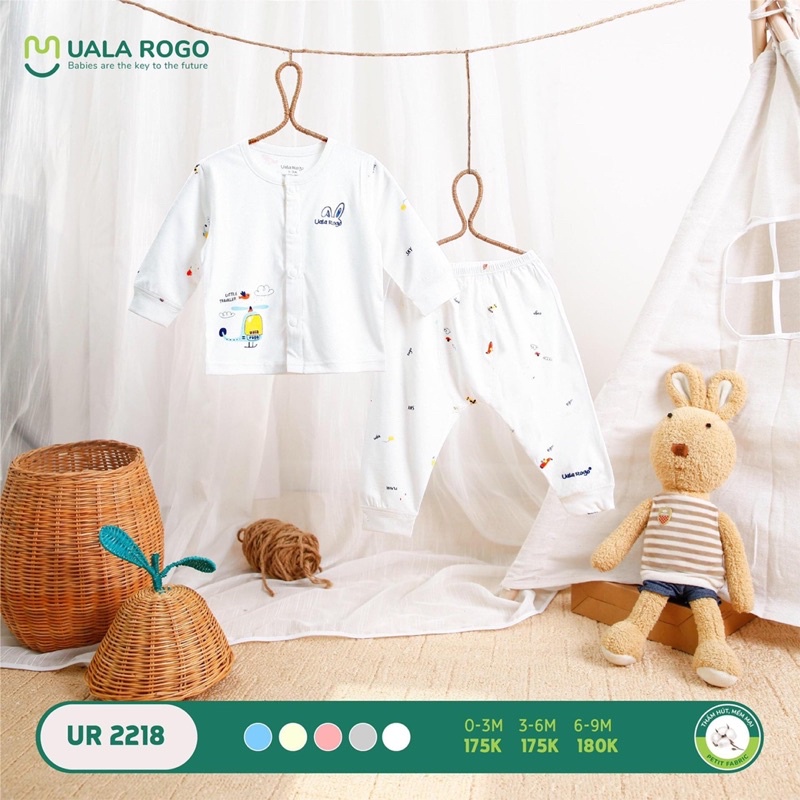 Uala Rogo - Bộ quần áo petit siêu mềm mịn cài thẳng hoạ tiết UR2218