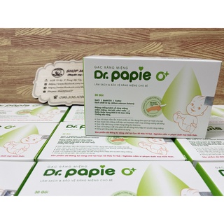 Gạc rơ lưỡi/ rơ răng miệng vệ sinh cho bé hiệu Dr.Papie (Hộp 30 gói)