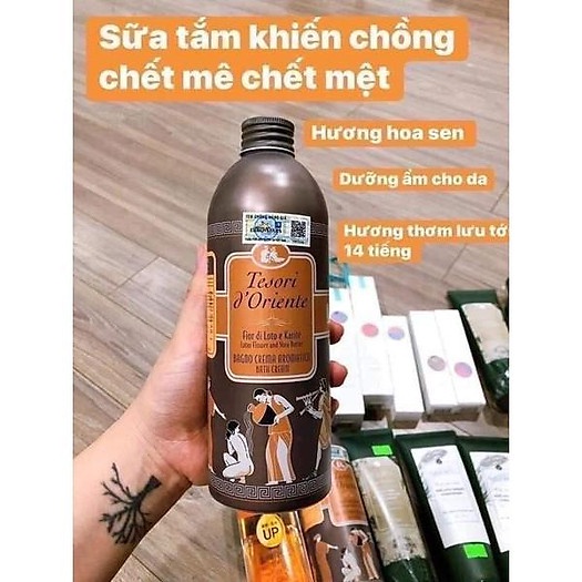 Sữa tắm nước hoa Ý Tesori d'Oriente chính hãng 500ml hương thơm lưu trữ cả ngày kèm vòi