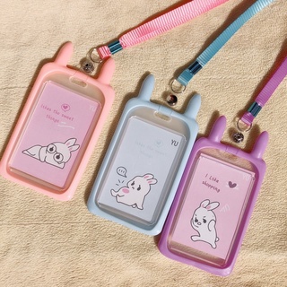 Dây đeo thẻ học sinh, sinh viên viền silicon tai thỏ cute