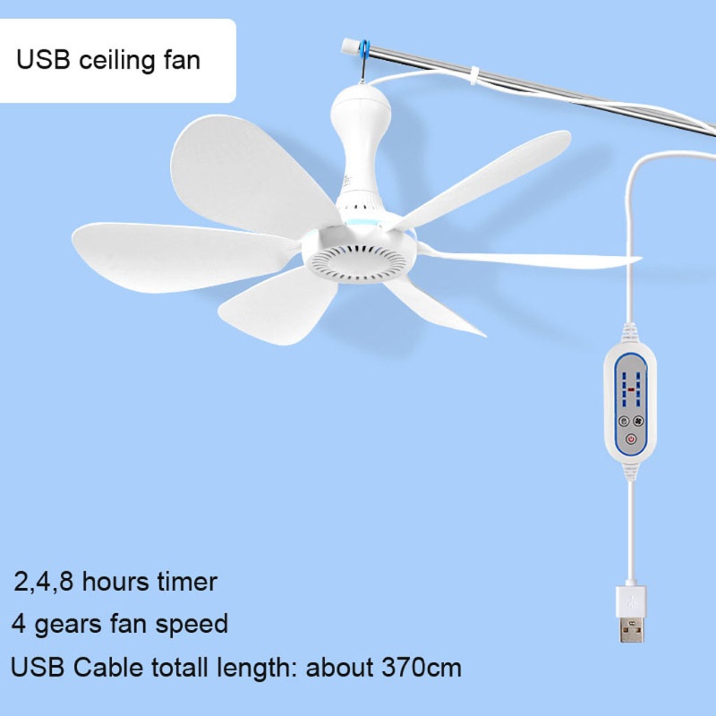 Quạt Trần USB 5V 4 Tốc Độ Gắn Lều Cắm Trại